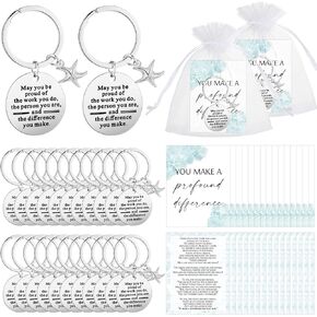 the Starfish Story Coworker Leaving Employee Thank You Inspirational Keychain White Organza Bags for Team Retirement