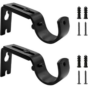 Adjustable Curtain Rod Wall Bracket Hooks, Set of 3, Gold,for 1 Inch Diameter Curtain Rod,Curtain Holders,Curtain Rod Brackets,Curtain Rod Hooks for Wall, Curtain Brackets