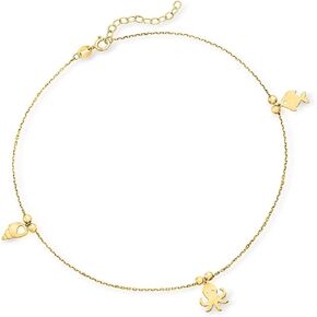 Ross-Simons Italian 14kt Yellow Gold Sea Life Charm Anklet. 9 inches
