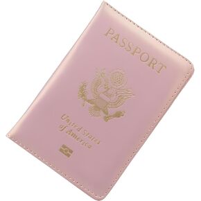 Blessingshub Ultra Slim Passport Holder for Travel- PU Leather Slim Wallet Case with RFID Blocking & Waterproof Slot,Essential for Vacation,Plane,Cruise - Travel Accessories for Men & Women(Dark Pink)
