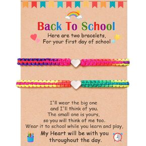 Shonyin First Day of Sch Gifts for Mommy and Me/Mama and Mini, Adjustable Mother Daughter Bracelets as Back to Sch Gifts for Hers