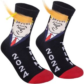Trump Socks 2024 with Hair Novelty Trump Gag Gift Socks for Men Patriotic Funny Trump Merchandise Gifts