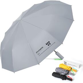 Heavy Duty Folding Umbrella for Sun and Rain, Automatic Umbrella Windproof with UV Protection, Sturdy 12 Quadruple Ribs Umbrella, 42 inch Sun Umbrella for Walking with Creative Pattern