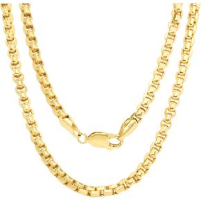 Nuragold 10k الذهب الأصفر 3.5mm جولة مربع سلسلة البندقية ربط قلادة قلادة، مجوهرات رجالي 16 "18" 20 "22" 24 "26" 28 "30"