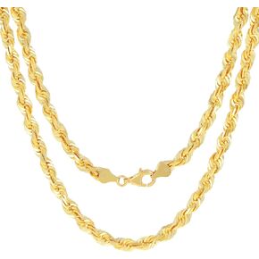 Nuragold 10k الذهب الأصفر 6mm الصلبة حبل سلسلة الماس قطع قلادة قلادة، مجوهرات رجالي 18 "20" 22 "24" 26 "28" 30"