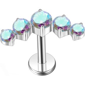 G23 Titanium Flat Back Earrings Studs 18g 16g F136 Implant Grade Titanium Labrets Press Fit Threadless Push In Dainty Cartilage Helix Conch Lobe Lip Tragus Piercing Jewelry