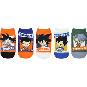 Dragon Ball Super Kids Lowcut Sock Pack (5 Pair) - Fits Kids Shoe Size 9-3