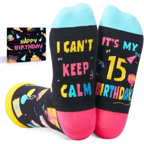HAPPYPOP 15th Birthday Gifts Socks Ideas - Gifts for 15 Year Old Teenage Girls Boys, Quinceanera Gifts for Teen Girls Age 15