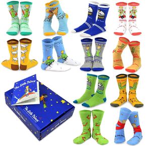 Kids' Fun Cartoon Character Crew Socks 12-Pair Gift Box Set