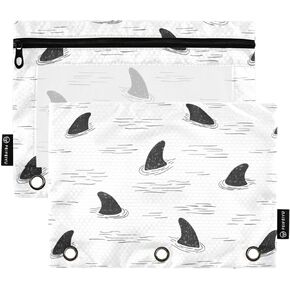 Binder Pencil Pouch 3 Ring Butterflies in Pastel Colors Zipper Pencil Pouches Case 2 Pack Clear Binder Organizer for School Office