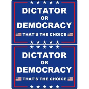 2 Pack Dictator or Democracy Magnets Vinyl Sign Laptop Decal Car Bumper Window Waterproof Magnets Decoration, Blue，white，red, ASD-1001