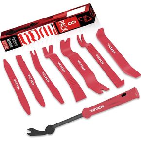 Wetado Trim Removal Tool Kit, Car Door Audio Panel Trim Removal Set Car Upholstery Repair Kit, Fastener Terminal Remover Tool Adhesive Cable Clips Pry Kit Auto Clip Pliers 9PCS (Blue)