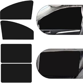 4 Pack Car Side Window Shading Board for Blocking UV Ray, 30.7In x 18.8In Waterproof Privacy Sunscreen Heat Insulated Curtains, Universal Foldable Automotive Blackout Panels (Black)