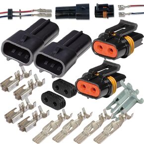2-Pack, 46Amp (3-PIN) Metri-Pack Waterproof Connector Terminals and Seals 10-12-14-16 AWG
