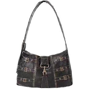Juoxeepy Crossbody Tote Bag for Women Vintage Leather Shoulder Bag Y2K Aesthetic Hobo Bag Reteo Grunge Crossbody Bag