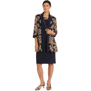 R&M Richards Womens Chiffon Jacket Two Piece Dress