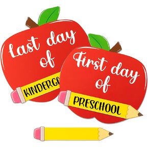 First and Last Day of School Board, First Day of School Board Double Sided Back to School Board for Kids, 1st Day of Preschool Kindergarten Board Classroom Photo Props Back to School Party Supplies