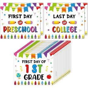 First and Last Day of School Sign - 16Pcs Back to School Sign Reversible My First Day of School Chalkboard Photo Prop Sign for Boys Girls Preschool Kindergarten College Classroom Supplies