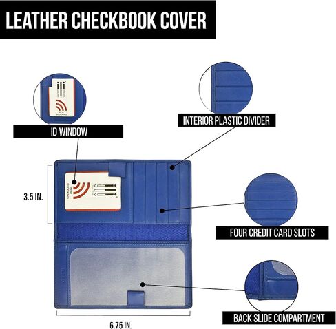ili New York - Leather Checkbook Cover - Turquoise - Soft, Smooth Leather Checkbook Cover w/RFID Blocking Lining, ID Window, Cards Slots, & Pen Holder in Saudi Arabia
