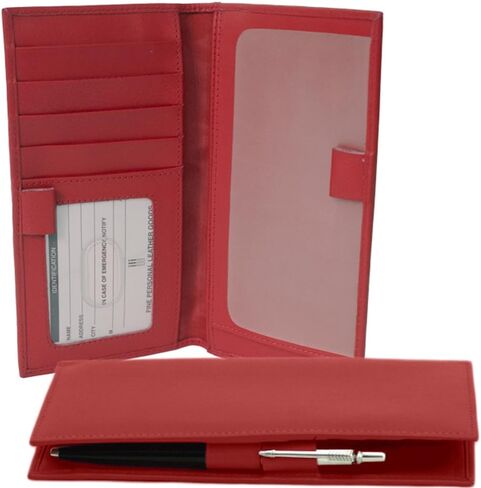 ili New York - Leather Checkbook Cover - Turquoise - Soft, Smooth Leather Checkbook Cover w/RFID Blocking Lining, ID Window, Cards Slots, & Pen Holder in Saudi Arabia