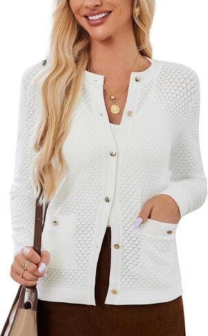 GRACE KARIN Womens 2024 Cardigan Sweaters Dressy Long Sleeve Button Down Sweater Jacket Open Front Sweater with Pockets in Saudi Arabia