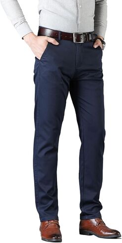 DAVID.ANN Men's Flat Front Dress Pant Stretch Business Casual Trousers in Saudi Arabia