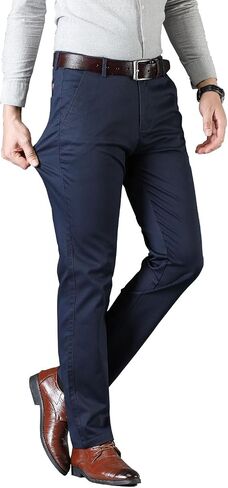 DAVID.ANN Men's Flat Front Dress Pant Stretch Business Casual Trousers in Saudi Arabia
