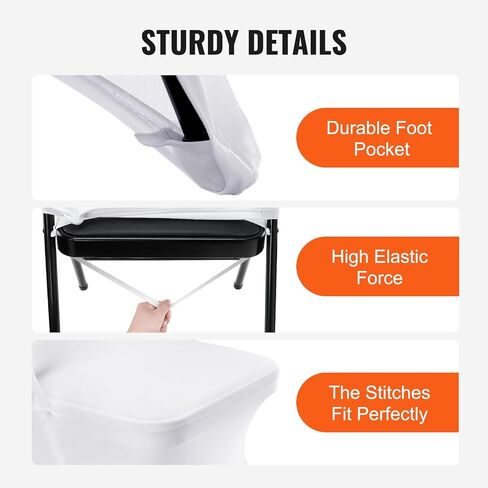VEVOR White Stretch Spandex Chair Covers - 12 PCS, Folding Kitchen Chairs Cover, Universal Washable Slipcovers Protector, Removable Chair Seat Covers, for Wedding Party Dining Room Banquet Event in Saudi Arabia