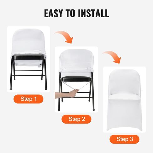 VEVOR White Stretch Spandex Chair Covers - 12 PCS, Folding Kitchen Chairs Cover, Universal Washable Slipcovers Protector, Removable Chair Seat Covers, for Wedding Party Dining Room Banquet Event in Saudi Arabia