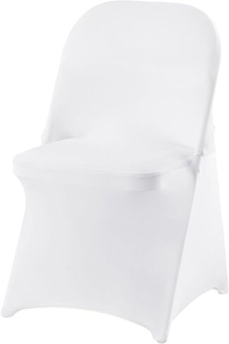 VEVOR White Stretch Spandex Chair Covers - 12 PCS, Folding Kitchen Chairs Cover, Universal Washable Slipcovers Protector, Removable Chair Seat Covers, for Wedding Party Dining Room Banquet Event in Saudi Arabia