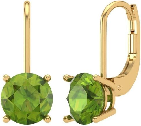 3 ct Brilliant Round Cut Drop Dangle Natural Peridot 14k White Gold Desginer Affordable Earrings Lever Back in Saudi Arabia