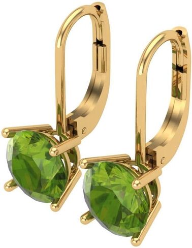 3 ct Brilliant Round Cut Drop Dangle Natural Peridot 14k White Gold Desginer Affordable Earrings Lever Back in Saudi Arabia