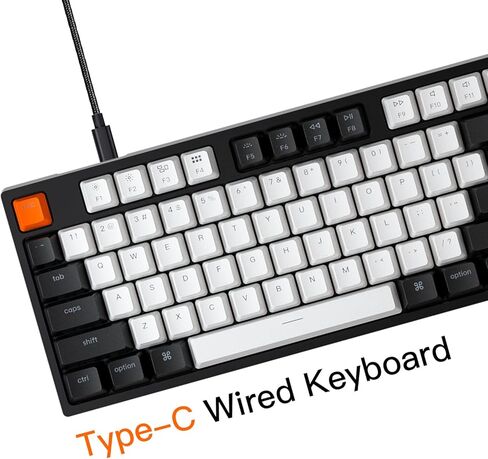 لوحة المفاتيح الميكانيكية السلكية Keychron C1 Mac Layout، Gateron G Pro Red Switch، Tenkeyless 87 Keys ABS keycaps لوحة مفاتيح الكمبيوتر لأجهزة الكمبيوتر المحمول التي تعمل بنظام Windows PC، إضاءة خلفية بيضاء، كابل USB-C من النوع C in Kuwait