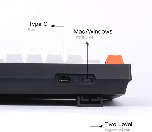 لوحة المفاتيح الميكانيكية السلكية Keychron C1 Mac Layout، Gateron G Pro Red Switch، Tenkeyless 87 Keys ABS keycaps لوحة مفاتيح الكمبيوتر لأجهزة الكمبيوتر المحمول التي تعمل بنظام Windows PC، إضاءة خلفية بيضاء، كابل USB-C من النوع C in Kuwait
