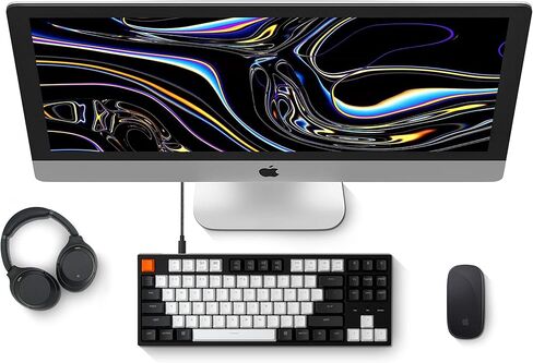لوحة المفاتيح الميكانيكية السلكية Keychron C1 Mac Layout، Gateron G Pro Red Switch، Tenkeyless 87 Keys ABS keycaps لوحة مفاتيح الكمبيوتر لأجهزة الكمبيوتر المحمول التي تعمل بنظام Windows PC، إضاءة خلفية بيضاء، كابل USB-C من النوع C in Kuwait