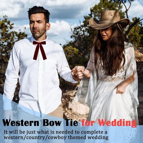 Western Bow Ties for Men Women, Black Colonel Velvet Ribbon String Cowboy Bowtie for Costume Uniform in Saudi Arabia