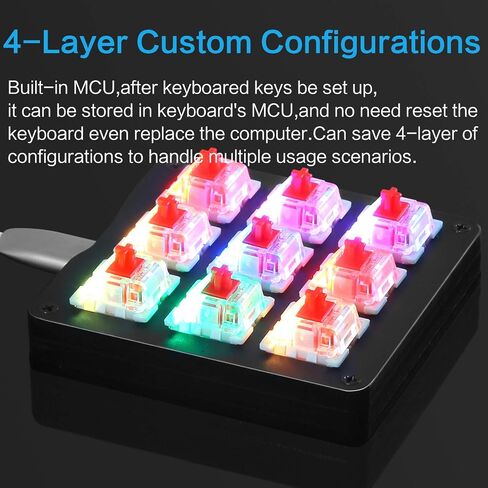Koolertron Mechanical Numpad Macro Keyboard, 9-Key Numeric Keypad LED Backlit Gaming Keyboard, Fully Programmable Number Pad Keyboard, Computer High Ground Mechanical Macro Number Keypad in Kuwait