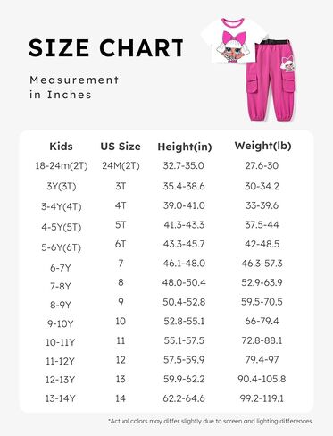 L.O.L. Surprise! Girls Clothes 2 Piece Outfits T-Shirt Top and Cargo with Pocket Pants Set in Saudi Arabia