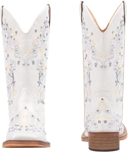SheSole Women's Cowboy Boots Square Toe Rhinestone Mid Calf Floral Western Boot Fashion Cowgirl Shoes in Saudi Arabia