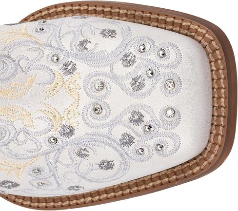 SheSole Women's Cowboy Boots Square Toe Rhinestone Mid Calf Floral Western Boot Fashion Cowgirl Shoes in Saudi Arabia