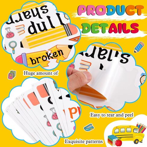 Mifoci 12 Sheets Sharp and Dull Pencil Sticker for Pencil Holders Pencil Organization Stickers Pencils Vinyl Sticker Set Back to School Teacher Stickers for Classroom Teacher Supplies in Saudi Arabia