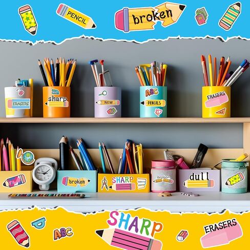 Mifoci 12 Sheets Sharp and Dull Pencil Sticker for Pencil Holders Pencil Organization Stickers Pencils Vinyl Sticker Set Back to School Teacher Stickers for Classroom Teacher Supplies in Saudi Arabia