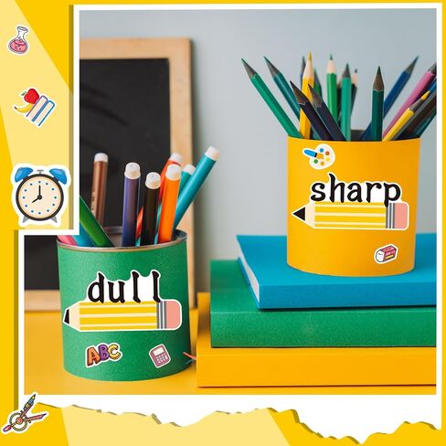 Mifoci 12 Sheets Sharp and Dull Pencil Sticker for Pencil Holders Pencil Organization Stickers Pencils Vinyl Sticker Set Back to School Teacher Stickers for Classroom Teacher Supplies in Saudi Arabia