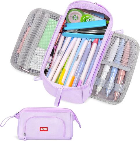 Pencil Case Large Pencil Pouch for Girls, Aesthetic Pencil Box Pencil Bag Organizer for School Student Office Supplies, Back to School Supplies Gifts(Purple Color) in Saudi Arabia