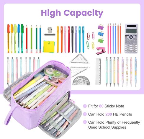 Pencil Case Large Pencil Pouch for Girls, Aesthetic Pencil Box Pencil Bag Organizer for School Student Office Supplies, Back to School Supplies Gifts(Purple Color) in Saudi Arabia