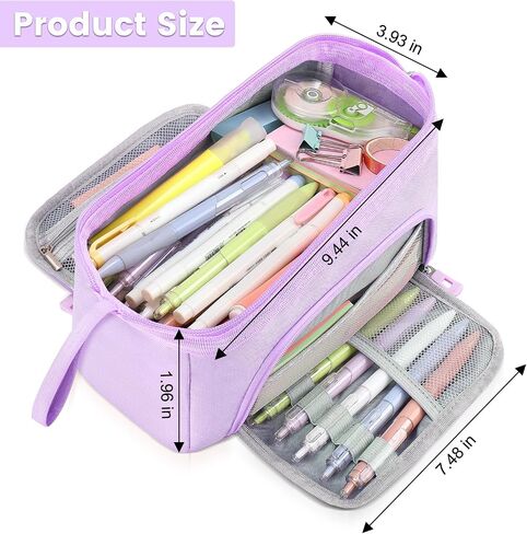 Pencil Case Large Pencil Pouch for Girls, Aesthetic Pencil Box Pencil Bag Organizer for School Student Office Supplies, Back to School Supplies Gifts(Purple Color) in Saudi Arabia
