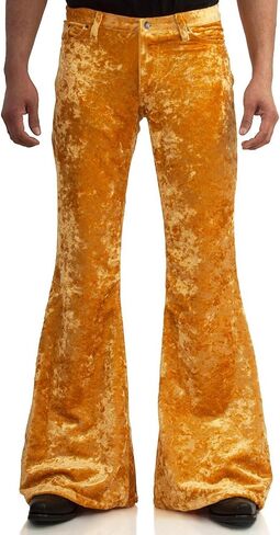 Mens Bell Bottom Velvet Pants 60s 70s Disco Outfits for Men Vintage Flared Jeans in Saudi Arabia