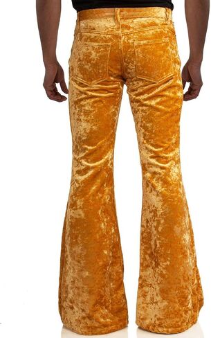 Mens Bell Bottom Velvet Pants 60s 70s Disco Outfits for Men Vintage Flared Jeans in Saudi Arabia