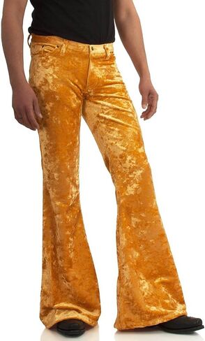 Mens Bell Bottom Velvet Pants 60s 70s Disco Outfits for Men Vintage Flared Jeans in Saudi Arabia