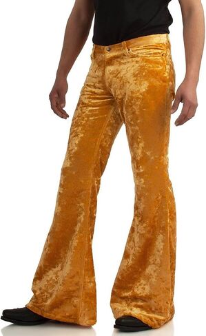 Mens Bell Bottom Velvet Pants 60s 70s Disco Outfits for Men Vintage Flared Jeans in Saudi Arabia